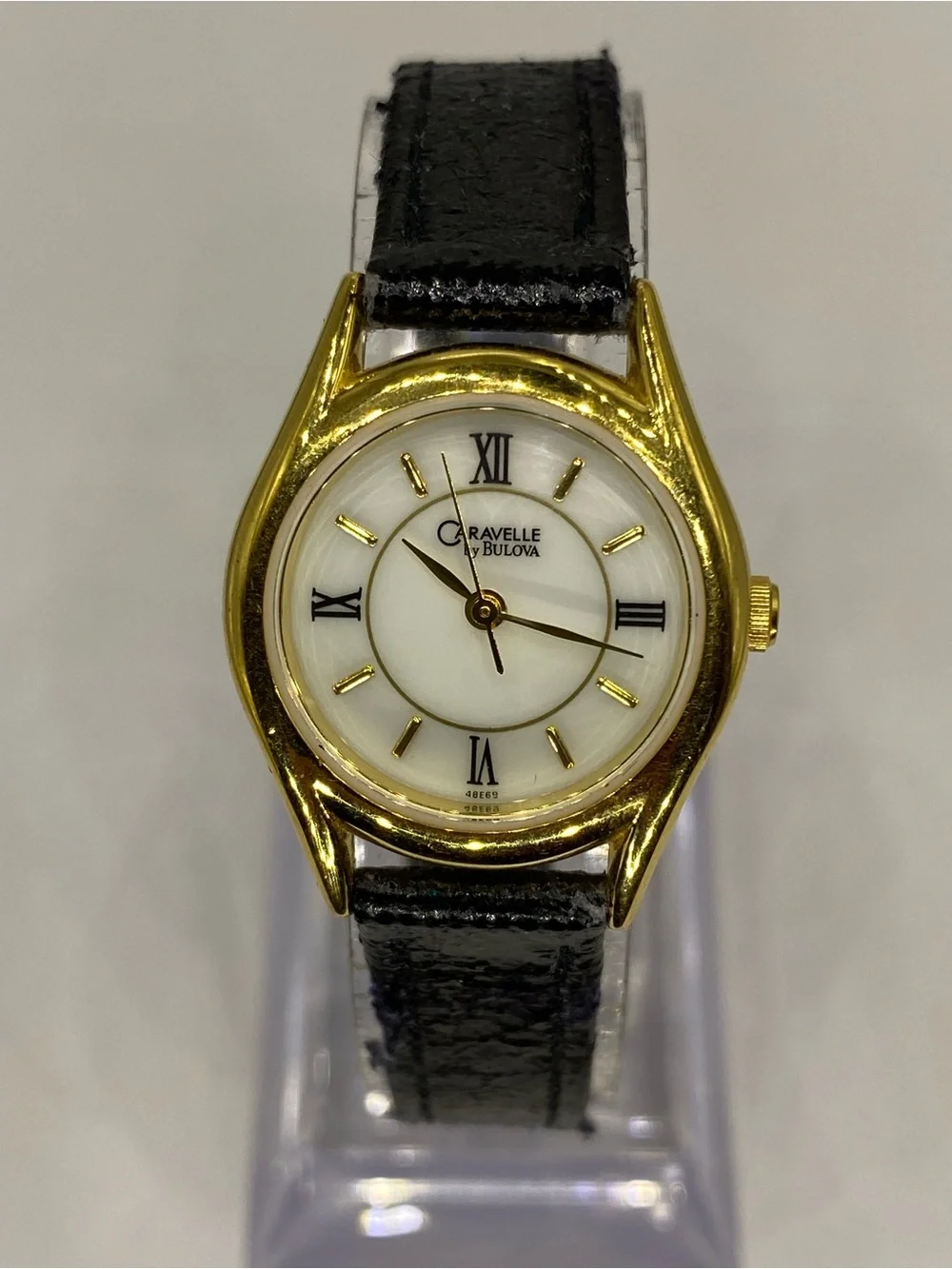 Caravelle ^^^  Gold-Tone Watch /  Black Strap * Luxury ***